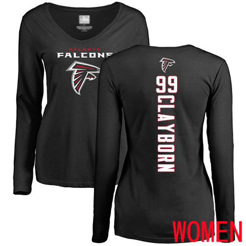 Atlanta Falcons Black Women Adrian Clayborn Backer NFL Football #99 Long Sleeve T Shirt